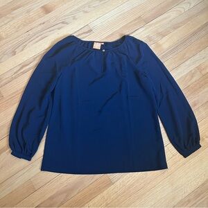 Tory Burch Blouse Navy Blue with Gold Buttons Size Large